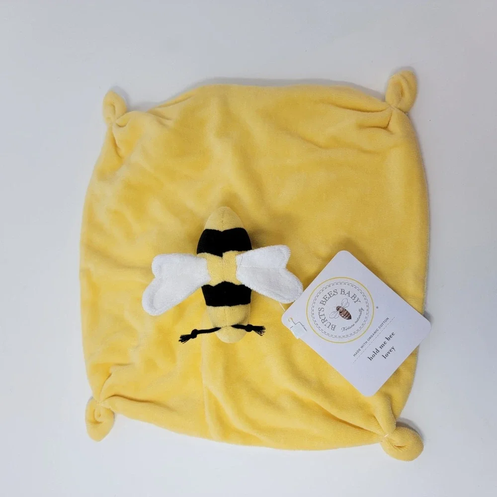 NWT Burt's Bees Baby Yellow Hold Me Bee Lovey Organic Cotton Security Blanket